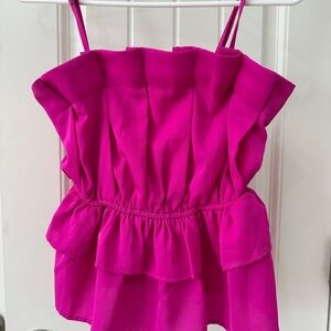 Pants Store Barbie Fuchsia Pink Sleeveless Ruffle Peplum Top‎ sz Small Valentine